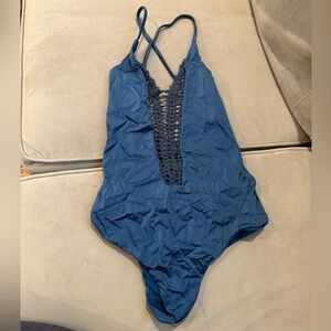 Billabong Blue One-Piece Swimsuit with Crochet Detail